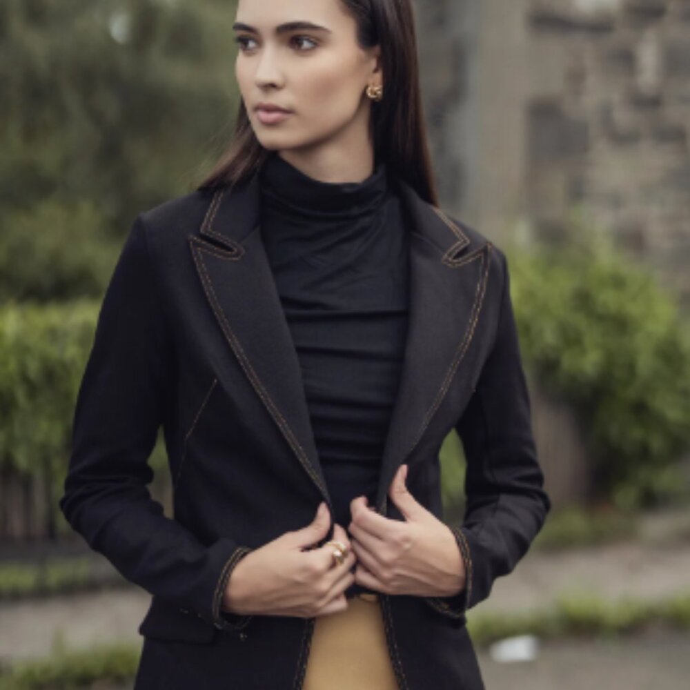 Black Denim Stretch Blazer